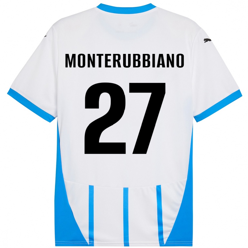 Niño Fútbol Camiseta Valeria Monterubbiano #27 Blanco Azul 2ª Equipación 2024/25 México