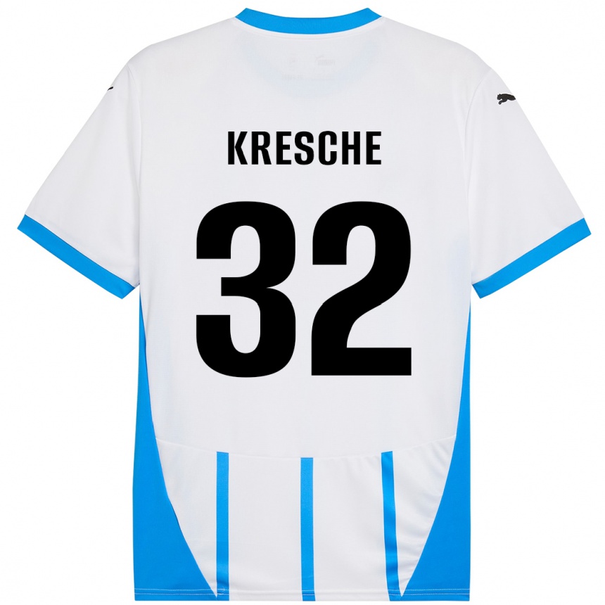 Niño Fútbol Camiseta Isabella Kresche #32 Blanco Azul 2ª Equipación 2024/25 México