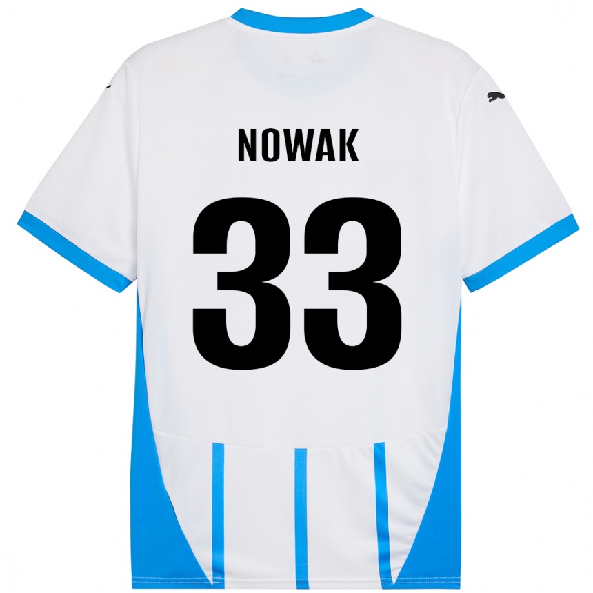 Niño Fútbol Camiseta Julie Nowak #33 Blanco Azul 2ª Equipación 2024/25 México