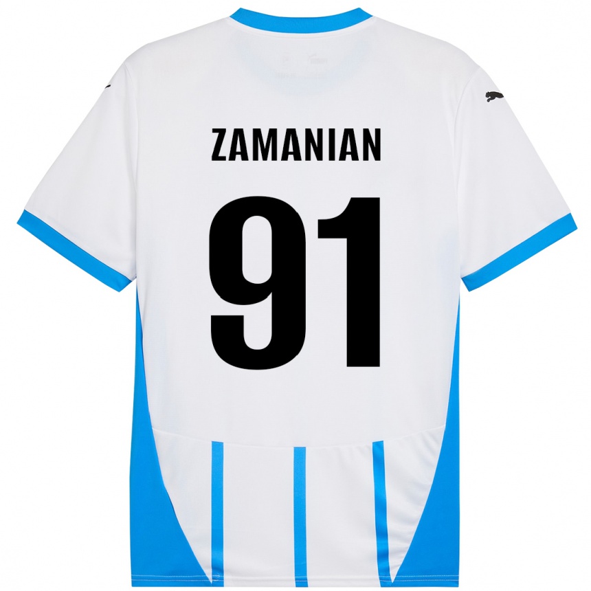 Niño Fútbol Camiseta Annahita Zamanian #91 Blanco Azul 2ª Equipación 2024/25 México