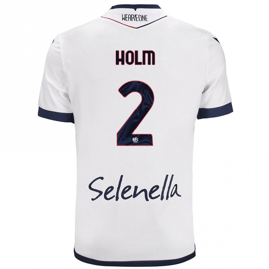 Niño Fútbol Camiseta Emil Holm #2 Blanco Azul Real 2ª Equipación 2024/25 México