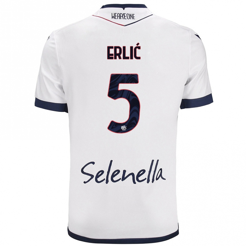 Niño Fútbol Camiseta Martin Erlić #5 Blanco Azul Real 2ª Equipación 2024/25 México