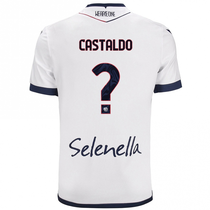 Niño Fútbol Camiseta Francesco Castaldo #0 Blanco Azul Real 2ª Equipación 2024/25 México