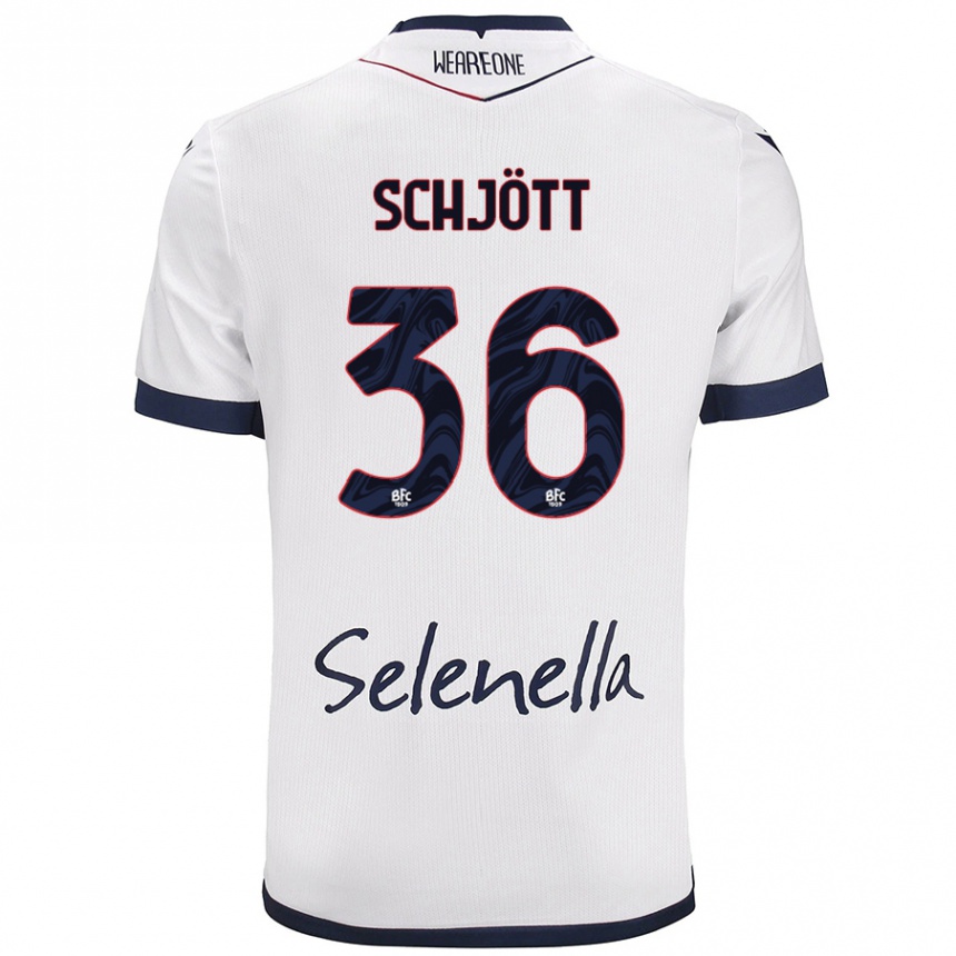 Niño Fútbol Camiseta Gustav Schjött #36 Blanco Azul Real 2ª Equipación 2024/25 México