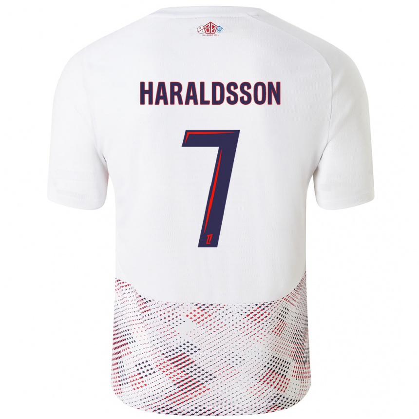 Niño Fútbol Camiseta Hákon Arnar Haraldsson #7 Blanco Azul Real 2ª Equipación 2024/25 México