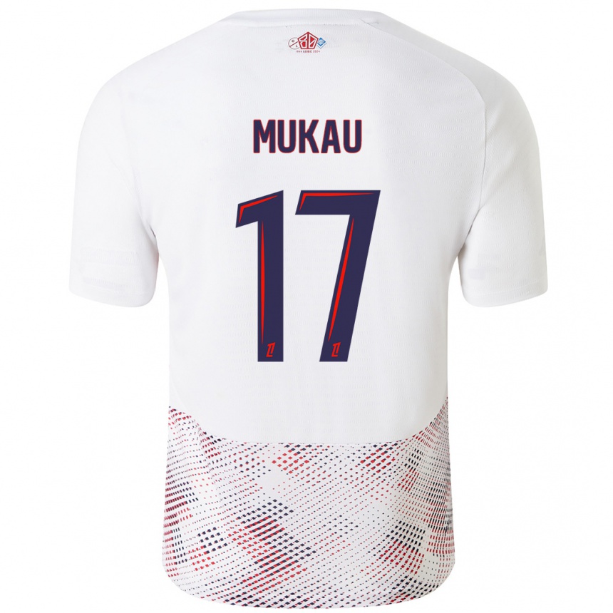 Niño Fútbol Camiseta Ngal'ayel Mukau #17 Blanco Azul Real 2ª Equipación 2024/25 México