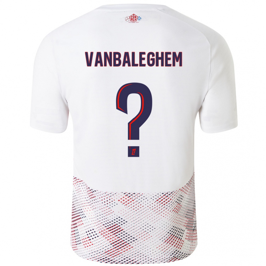 Niño Fútbol Camiseta Valentin Vanbaleghem #0 Blanco Azul Real 2ª Equipación 2024/25 México