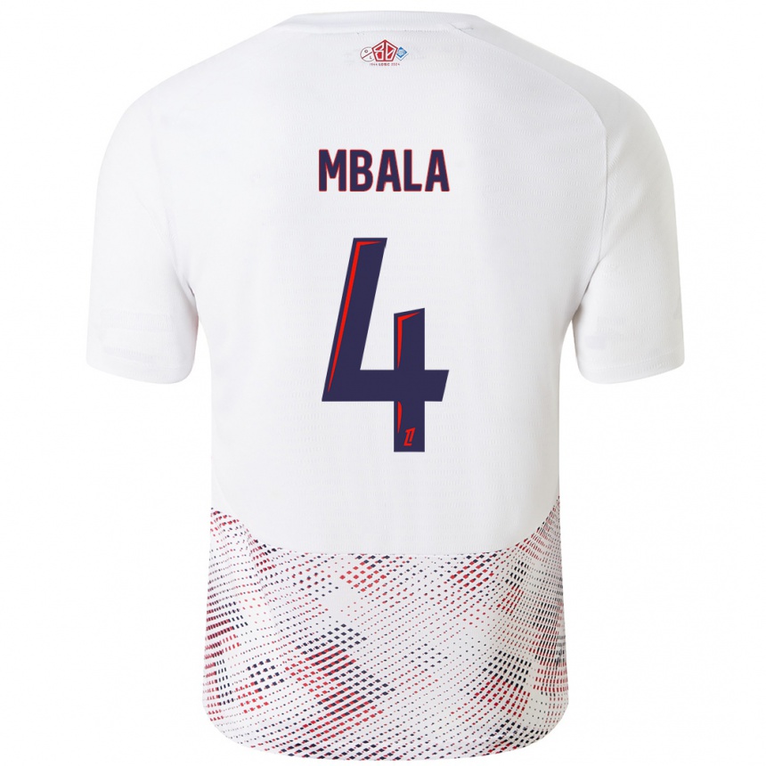 Niño Fútbol Camiseta Olivia Mbala #4 Blanco Azul Real 2ª Equipación 2024/25 México