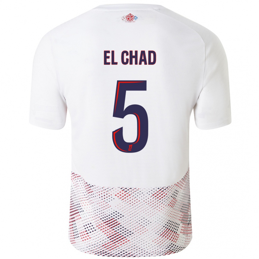 Niño Fútbol Camiseta Nesryne El Chad #5 Blanco Azul Real 2ª Equipación 2024/25 México