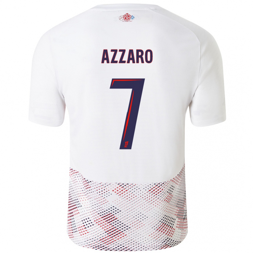 Niño Fútbol Camiseta Lorena Azzaro #7 Blanco Azul Real 2ª Equipación 2024/25 México