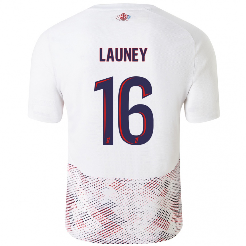 Niño Fútbol Camiseta Elisa Launey #16 Blanco Azul Real 2ª Equipación 2024/25 México