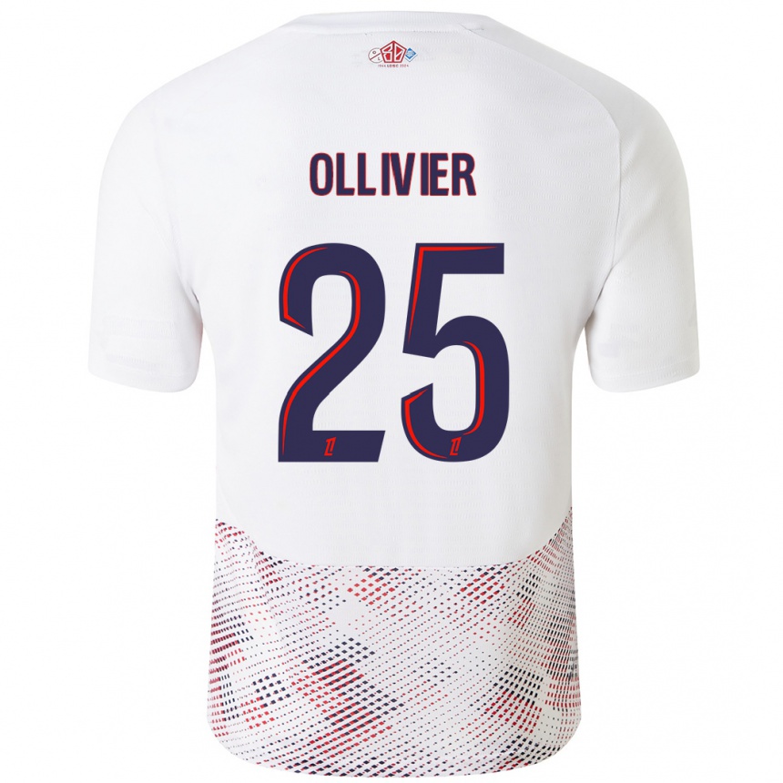 Niño Fútbol Camiseta Agathe Ollivier #25 Blanco Azul Real 2ª Equipación 2024/25 México