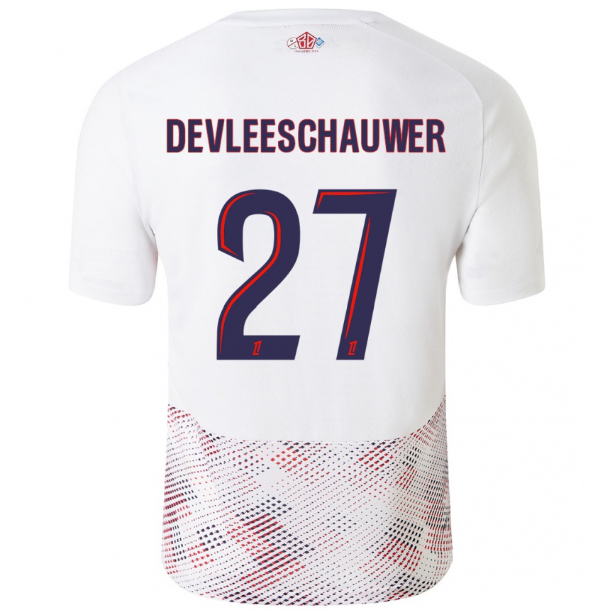 Niño Fútbol Camiseta Gwenaëlle Devleeschauwer #27 Blanco Azul Real 2ª Equipación 2024/25 México