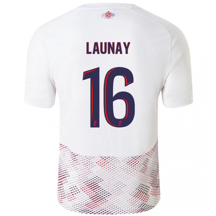 Niño Fútbol Camiseta Elisa Launay #16 Blanco Azul Real 2ª Equipación 2024/25 México