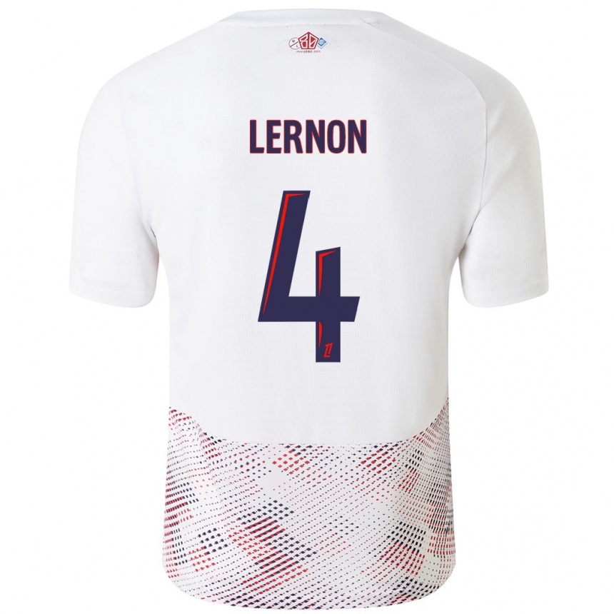 Niño Fútbol Camiseta Jessica Lernon #4 Blanco Azul Real 2ª Equipación 2024/25 México