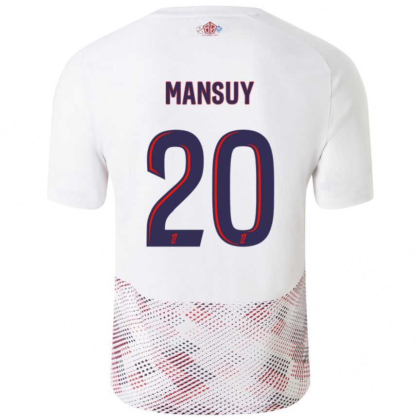 Niño Fútbol Camiseta Heloise Mansuy #20 Blanco Azul Real 2ª Equipación 2024/25 México