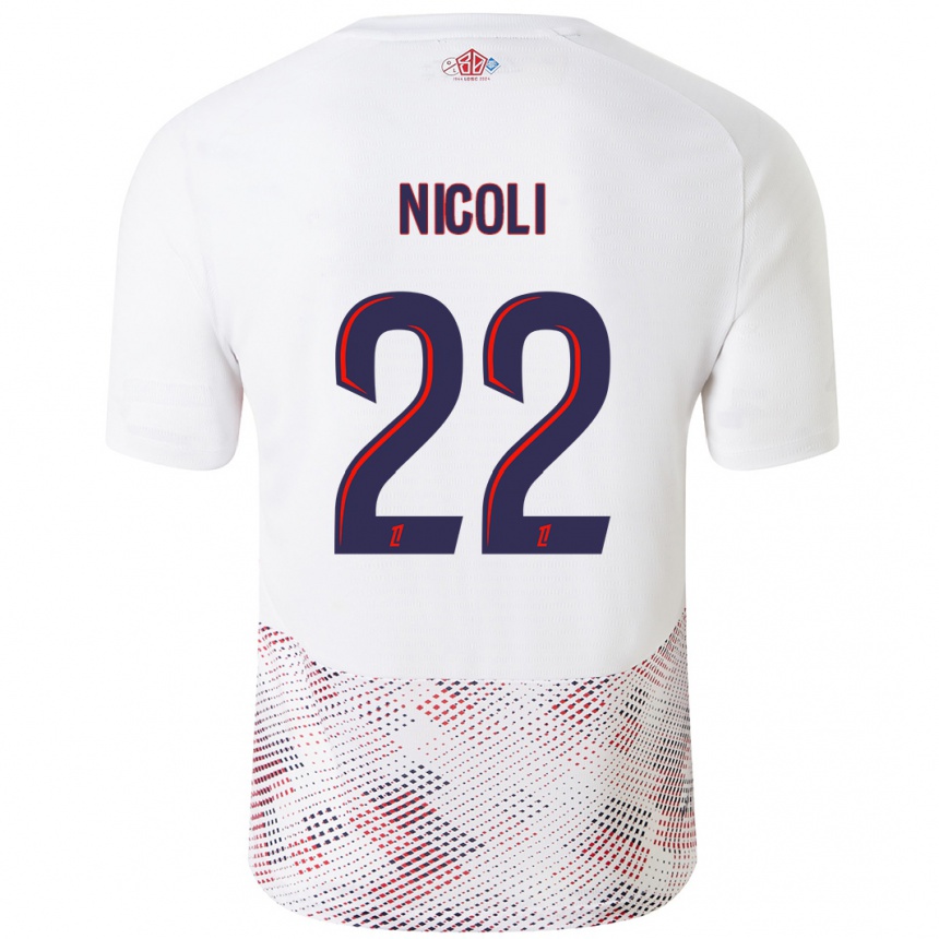 Niño Fútbol Camiseta Morgane Nicoli #22 Blanco Azul Real 2ª Equipación 2024/25 México