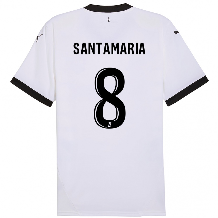 Niño Fútbol Camiseta Baptiste Santamaria #8 Blanco Negro 2ª Equipación 2024/25 México