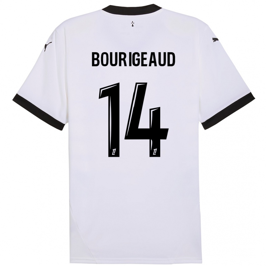 Niño Fútbol Camiseta Benjamin Bourigeaud #14 Blanco Negro 2ª Equipación 2024/25 México