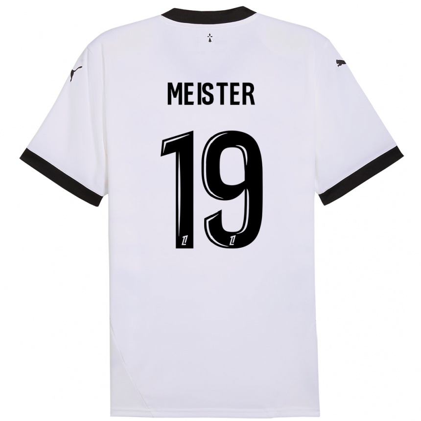 Niño Fútbol Camiseta Henrik Meister #19 Blanco Negro 2ª Equipación 2024/25 México