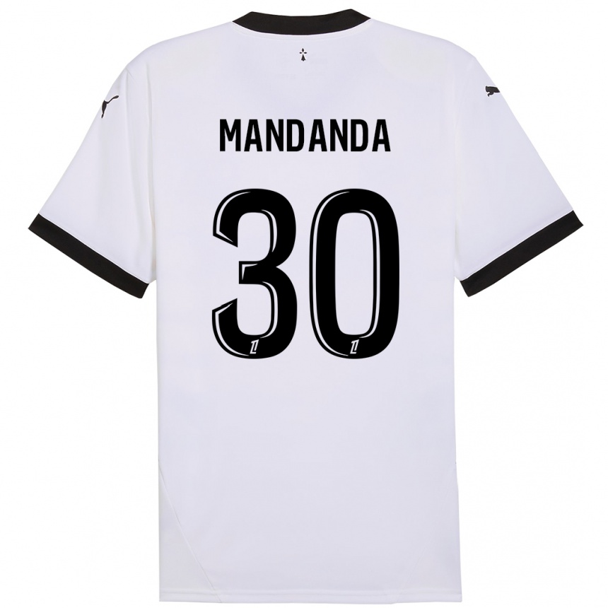 Niño Fútbol Camiseta Steve Mandanda #30 Blanco Negro 2ª Equipación 2024/25 México