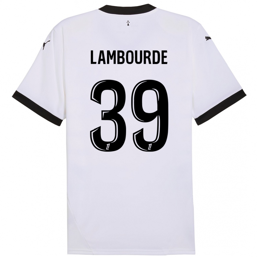 Niño Fútbol Camiseta Mathis Lambourde #39 Blanco Negro 2ª Equipación 2024/25 México