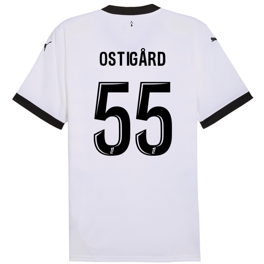 Niño Fútbol Camiseta Leo Ostigard #55 Blanco Negro 2ª Equipación 2024/25 México