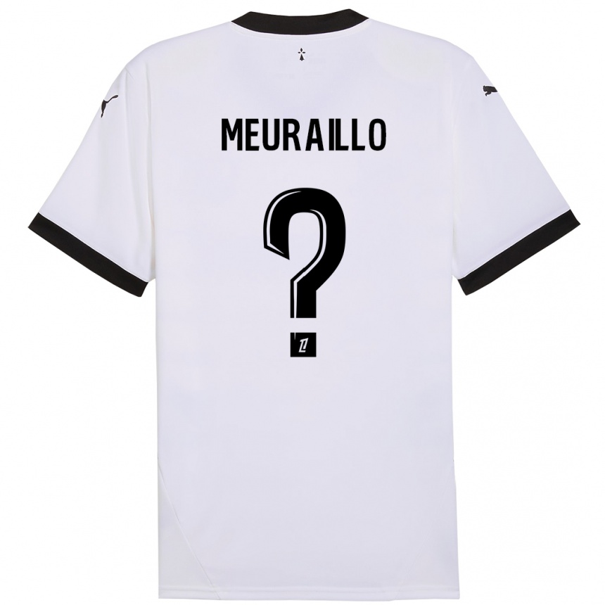 Niño Fútbol Camiseta Thâo Mouapa Mwa Meuraillo #0 Blanco Negro 2ª Equipación 2024/25 México