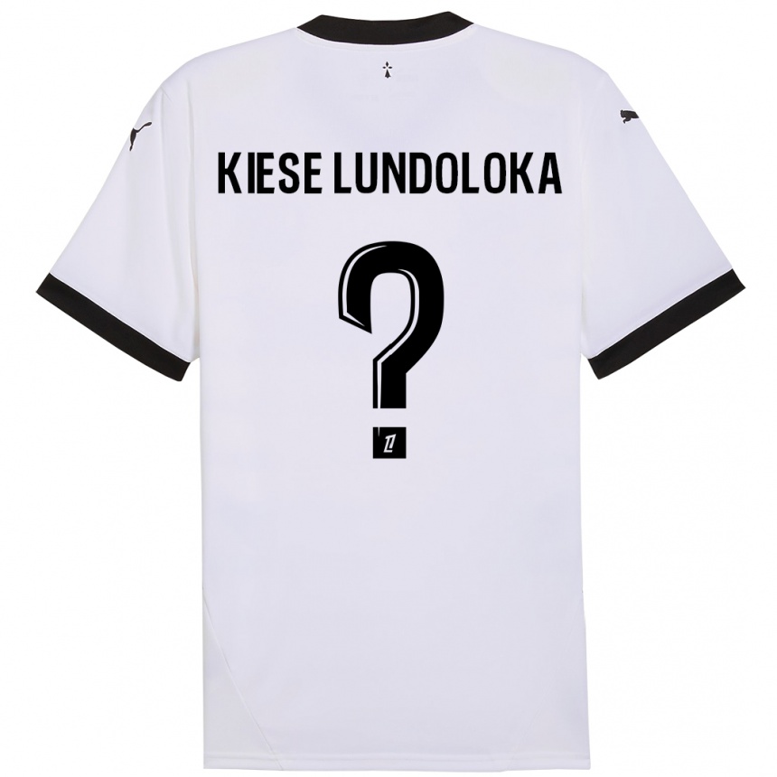 Niño Fútbol Camiseta Jeanslor Kiese Lundoloka #0 Blanco Negro 2ª Equipación 2024/25 México