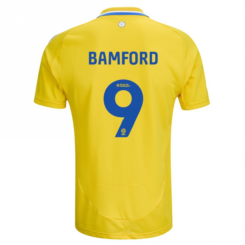 Niño Fútbol Camiseta Patrick Bamford #9 Amarillo Azul 2ª Equipación 2024/25 México