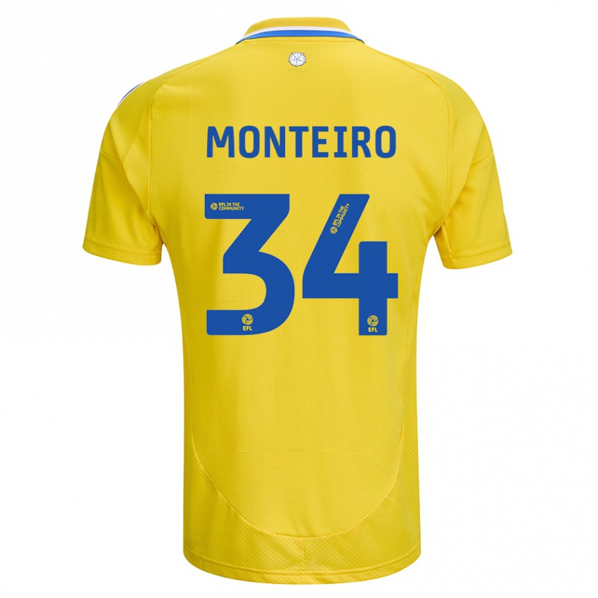 Niño Fútbol Camiseta Diogo Monteiro #34 Amarillo Azul 2ª Equipación 2024/25 México