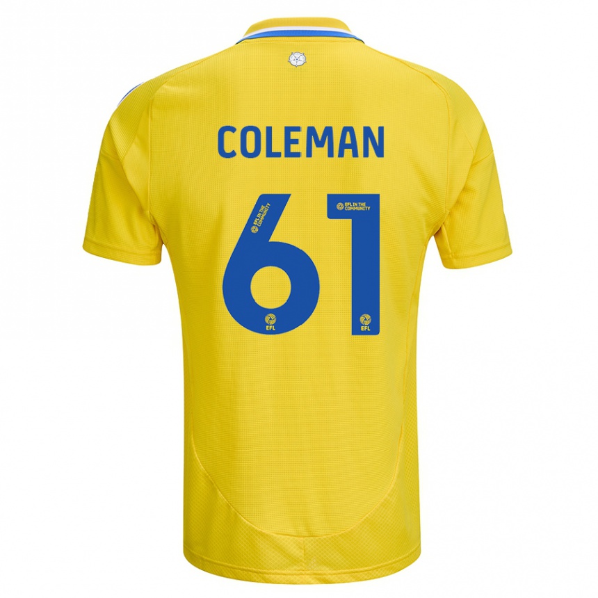 Niño Fútbol Camiseta Cian Coleman #61 Amarillo Azul 2ª Equipación 2024/25 México