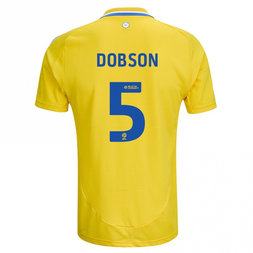 Niño Fútbol Camiseta Ellie Dobson #5 Amarillo Azul 2ª Equipación 2024/25 México