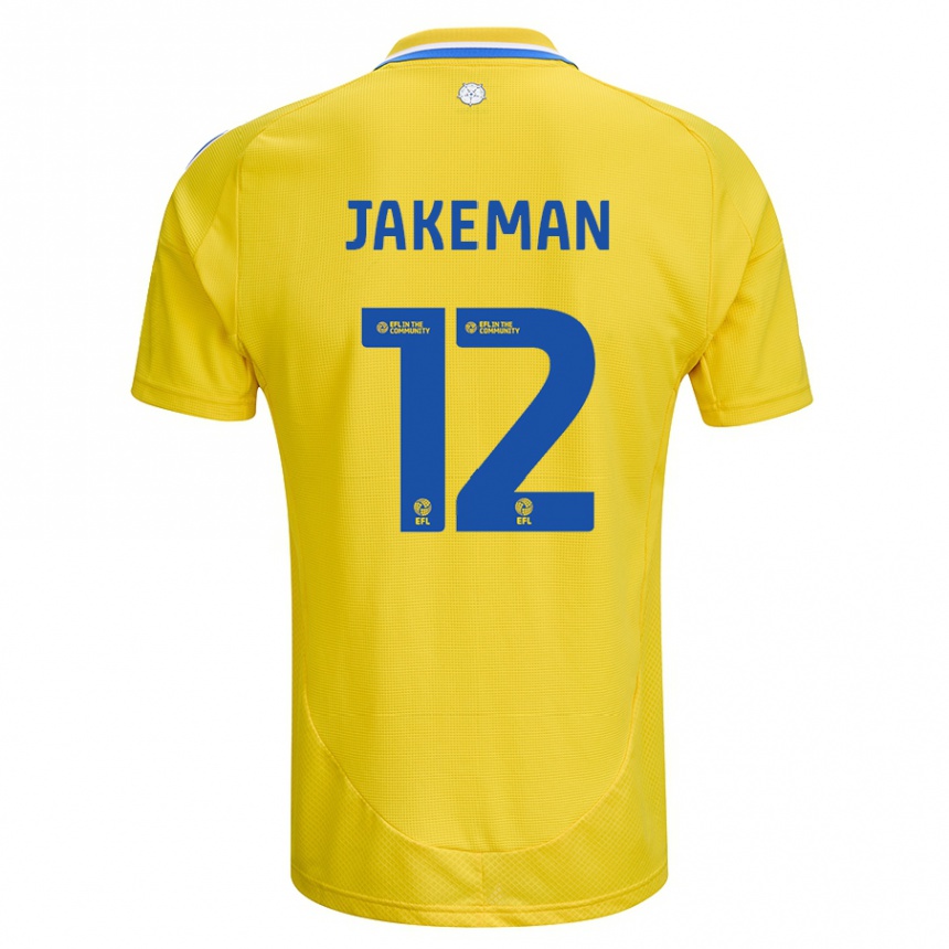 Niño Fútbol Camiseta Harriet Jakeman #12 Amarillo Azul 2ª Equipación 2024/25 México