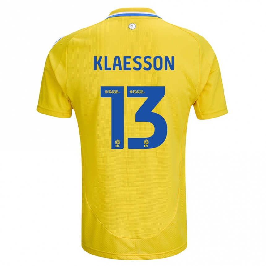 Niño Fútbol Camiseta Kristoffer Klaesson #13 Amarillo Azul 2ª Equipación 2024/25 México