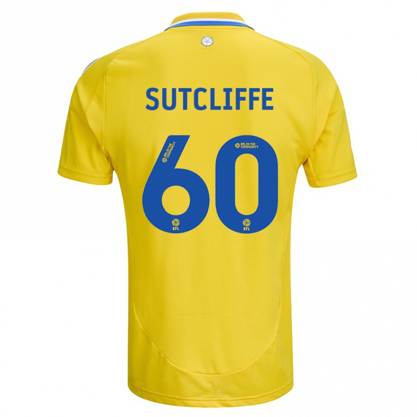 Niño Fútbol Camiseta Harvey Sutcliffe #60 Amarillo Azul 2ª Equipación 2024/25 México