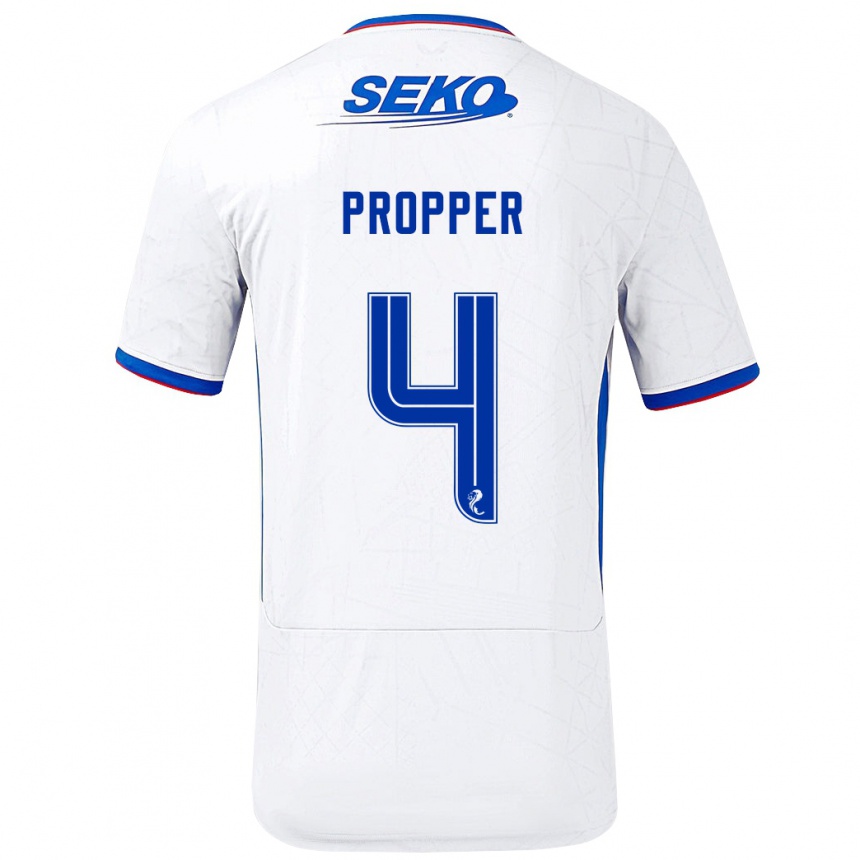 Niño Fútbol Camiseta Robin Pröpper #4 Blanco Azul 2ª Equipación 2024/25 México