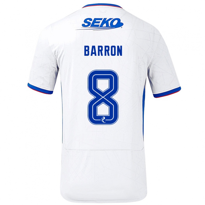 Niño Fútbol Camiseta Connor Barron #8 Blanco Azul 2ª Equipación 2024/25 México