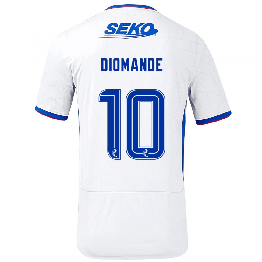 Niño Fútbol Camiseta Mohamed Diomandé #10 Blanco Azul 2ª Equipación 2024/25 México