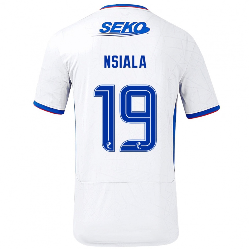 Niño Fútbol Camiseta Clinton Nsiala #19 Blanco Azul 2ª Equipación 2024/25 México