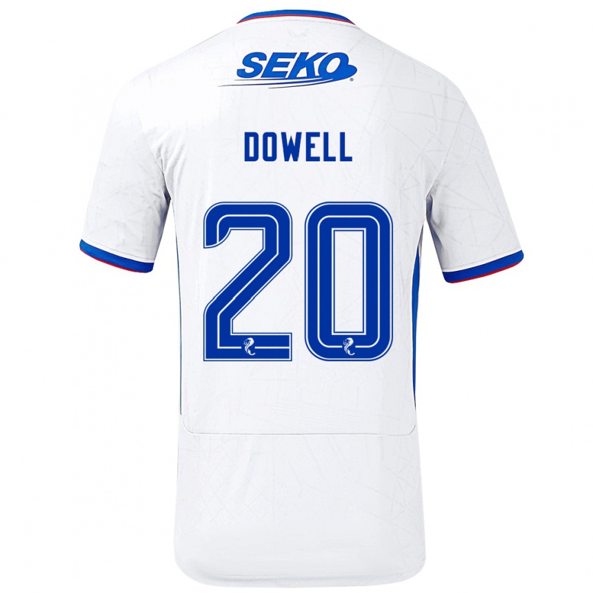 Niño Fútbol Camiseta Kieran Dowell #20 Blanco Azul 2ª Equipación 2024/25 México