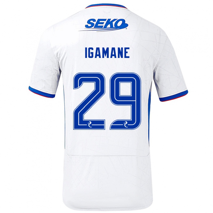 Niño Fútbol Camiseta Hamza Igamane #29 Blanco Azul 2ª Equipación 2024/25 México