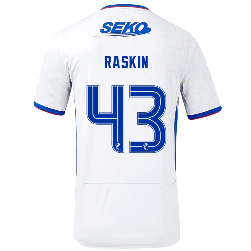 Niño Fútbol Camiseta Nicolas Raskin #43 Blanco Azul 2ª Equipación 2024/25 México