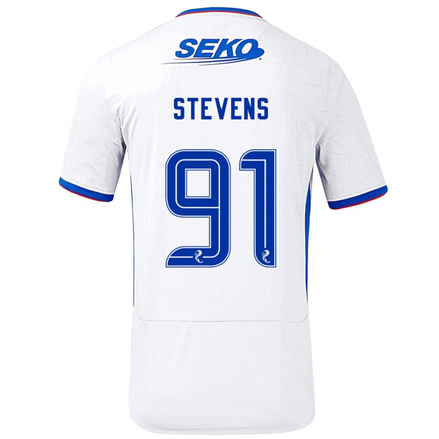 Niño Fútbol Camiseta Archie Stevens #91 Blanco Azul 2ª Equipación 2024/25 México