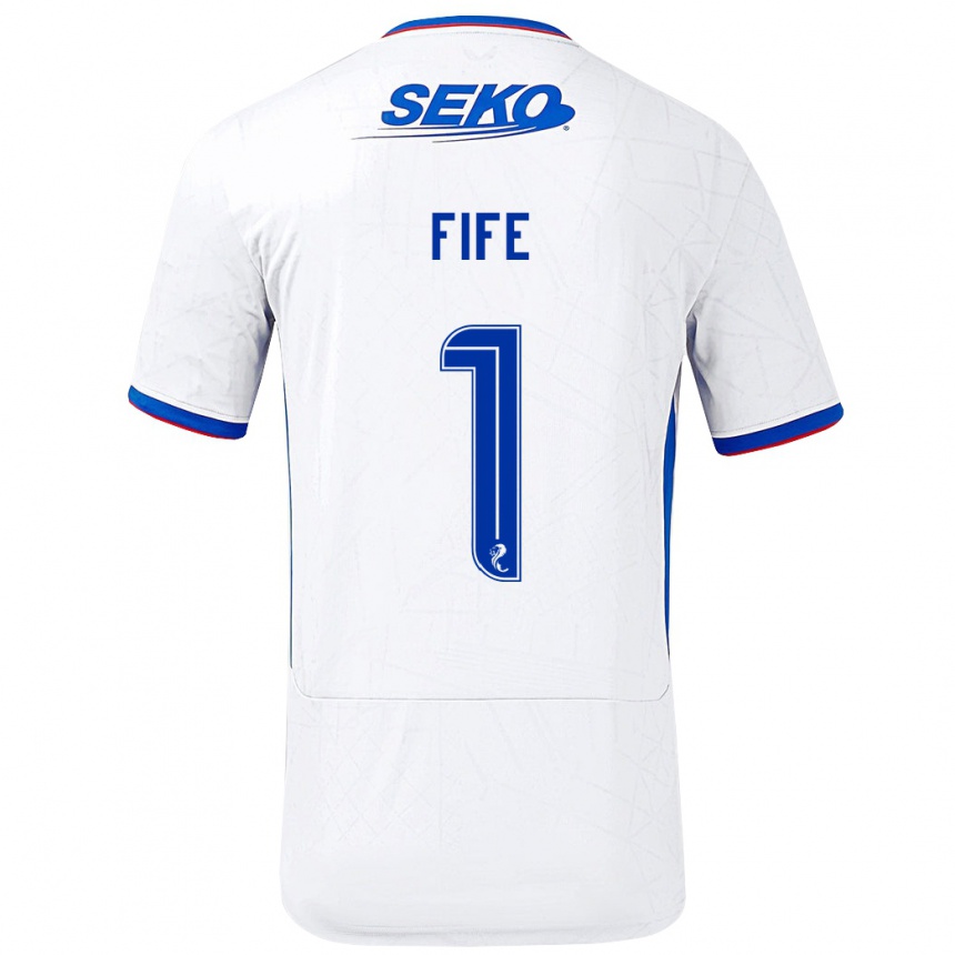 Niño Fútbol Camiseta Jenna Fife #1 Blanco Azul 2ª Equipación 2024/25 México