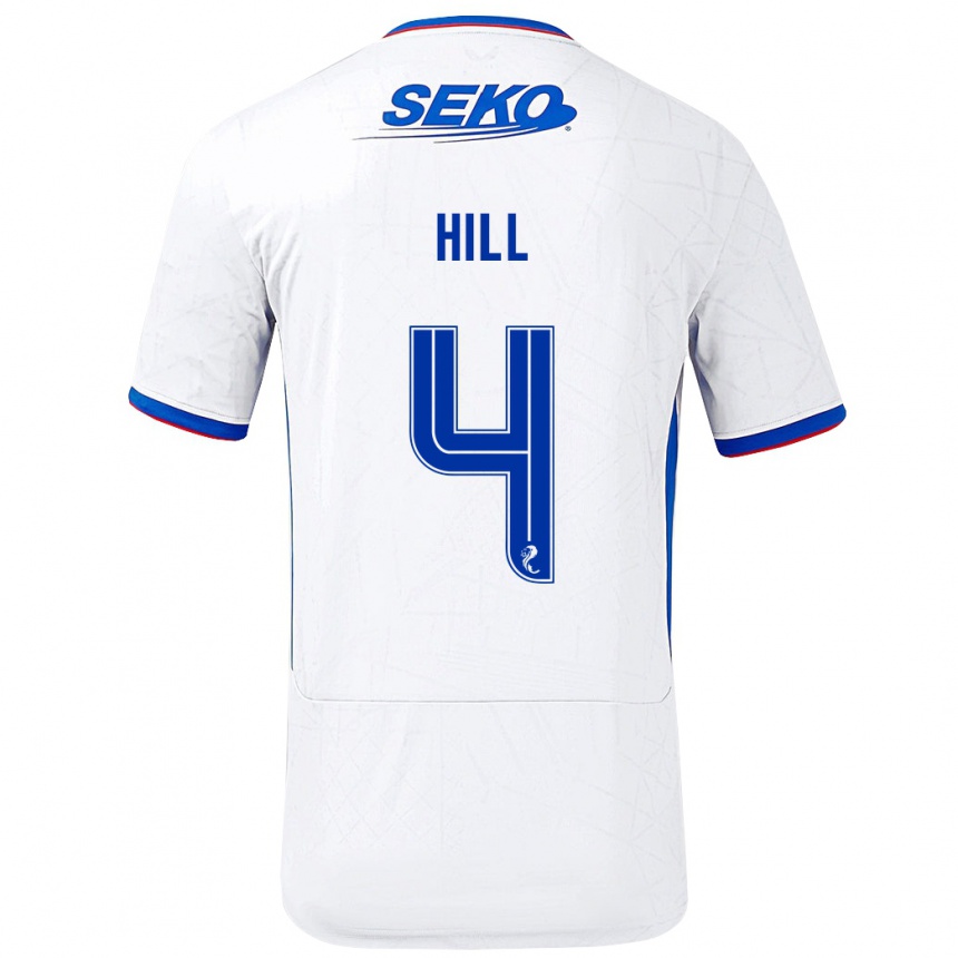 Niño Fútbol Camiseta Kathryn Hill #4 Blanco Azul 2ª Equipación 2024/25 México