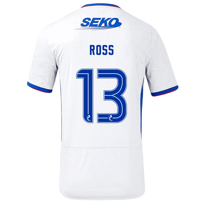 Niño Fútbol Camiseta Jane Ross #13 Blanco Azul 2ª Equipación 2024/25 México