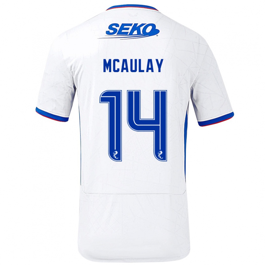 Niño Fútbol Camiseta Mia Mcaulay #14 Blanco Azul 2ª Equipación 2024/25 México