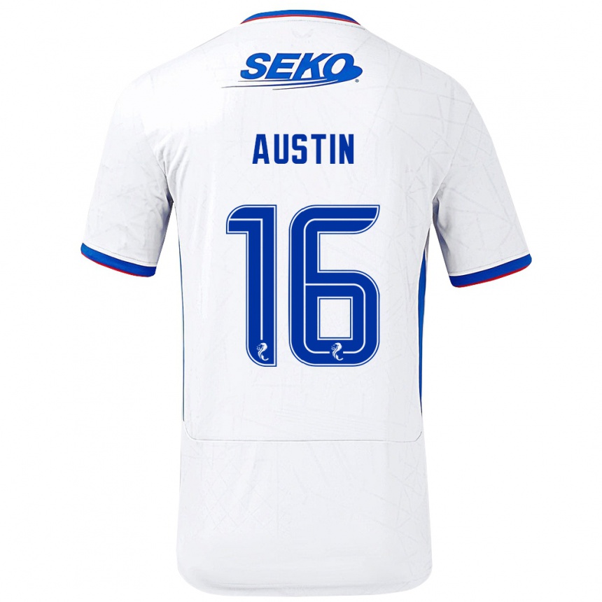 Niño Fútbol Camiseta Eilidh Austin #16 Blanco Azul 2ª Equipación 2024/25 México