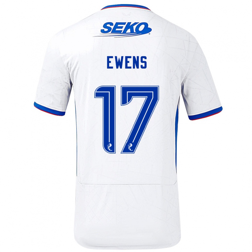 Niño Fútbol Camiseta Sarah Ewens #17 Blanco Azul 2ª Equipación 2024/25 México